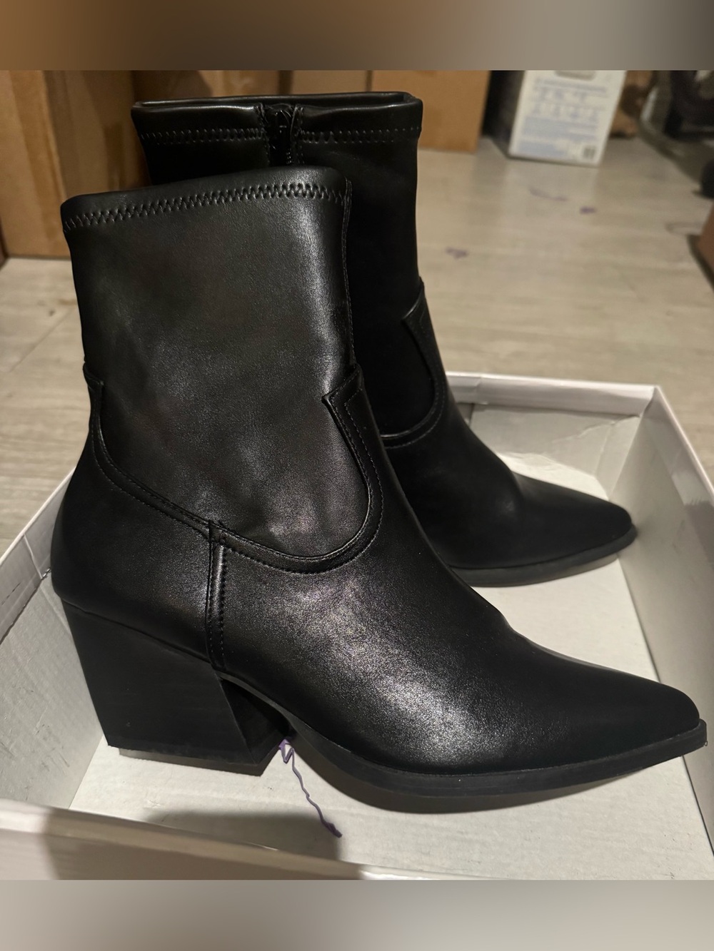 Dolce Vita Black Pointed Block Heel Ankle Boots